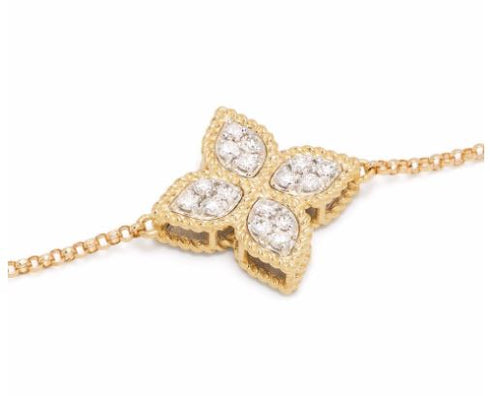 18kt yellow gold diamond Princess Flower bracelet